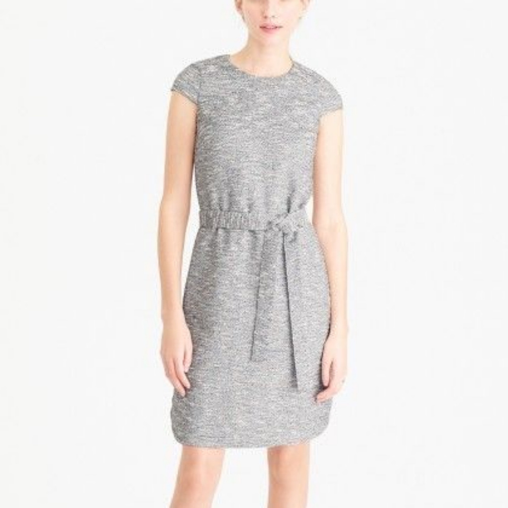 J CREW Belted Dress in Black & White Tweed 10P NWT
